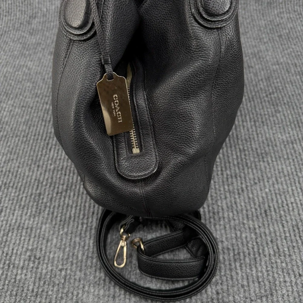 Vintage Coach Edie 31 Black Refined‎ Pebbled Leather Shoulder Slouchy Hobo Bag